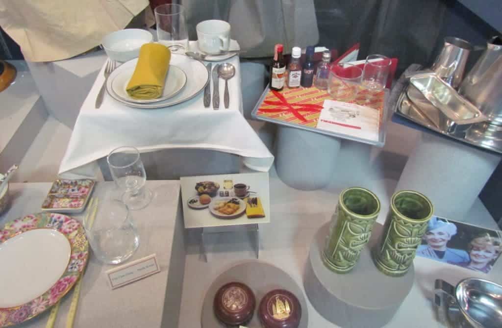 A display highlights the items that would have been used on flights in the 1970's.