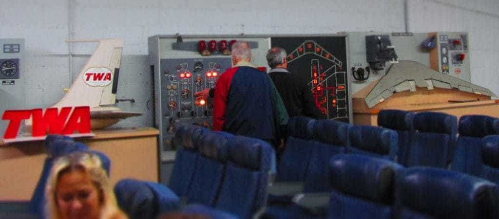 Visitors to the TWA Museum are entertained with hands-on displays that show some of the training tools used by pilots.