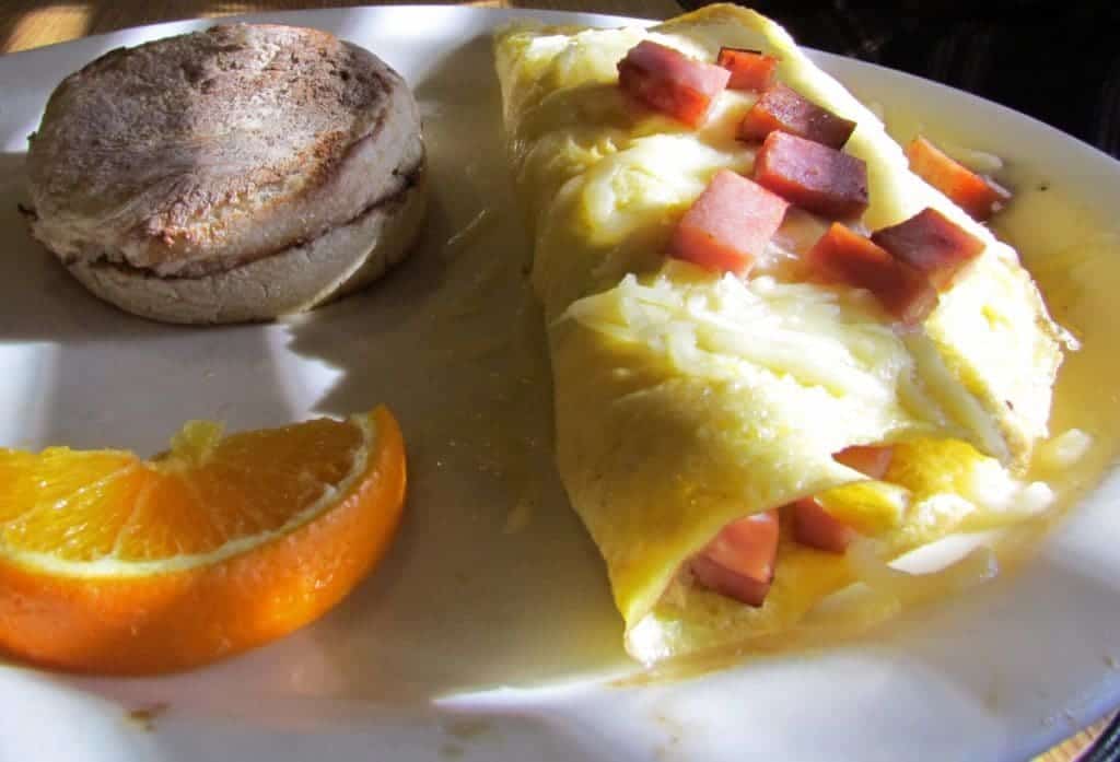 Omelet with english muffin.