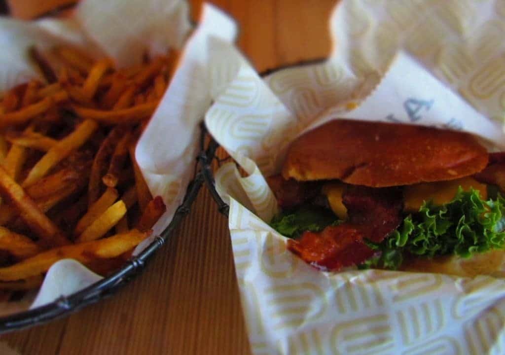 The bacon cheeseburger at Unforked is so tempting, and pairs well with their crispy french fries.