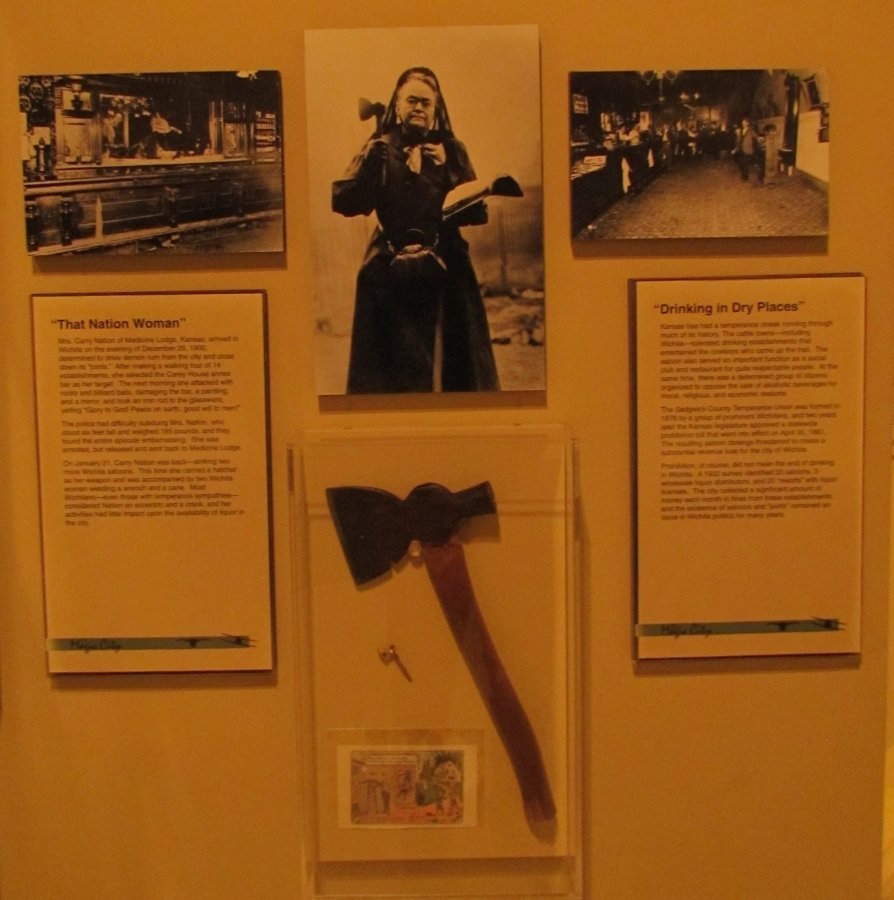 Display on Carrie Nation who resided in Wichita for many years.