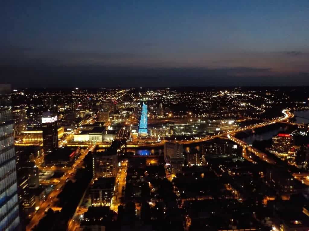 Lights of Philadelphia glow.