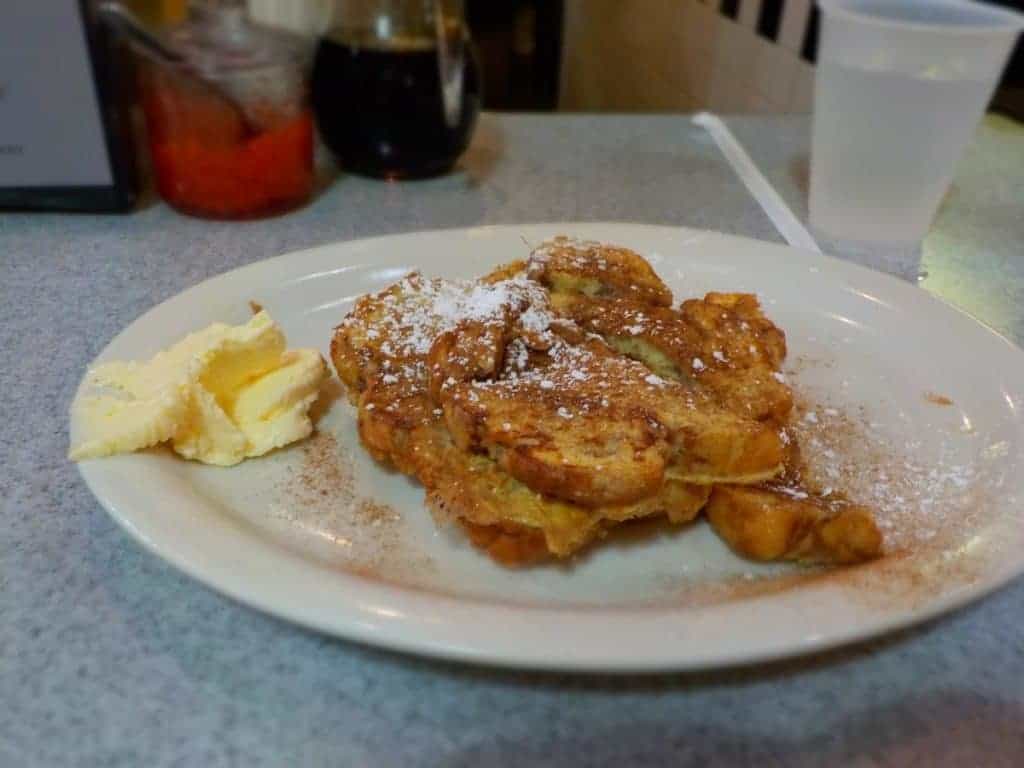 Apple French toast on a plate.