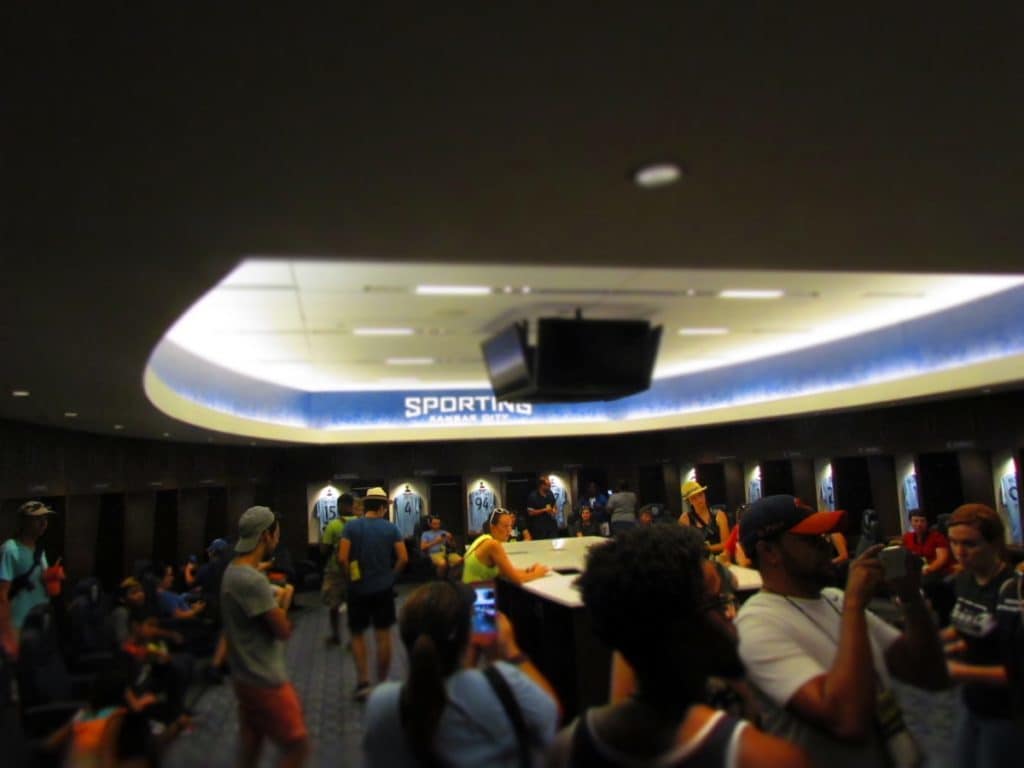 A view inside the Sporting KC locker room.