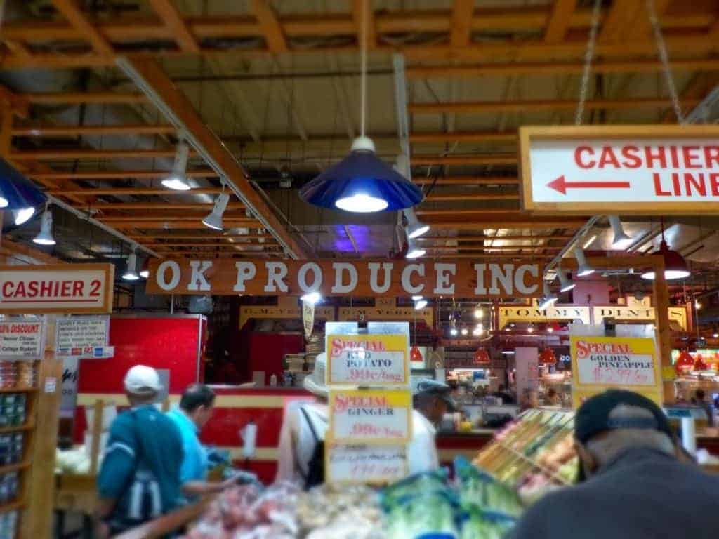 OK Produce stall at Reading Market.