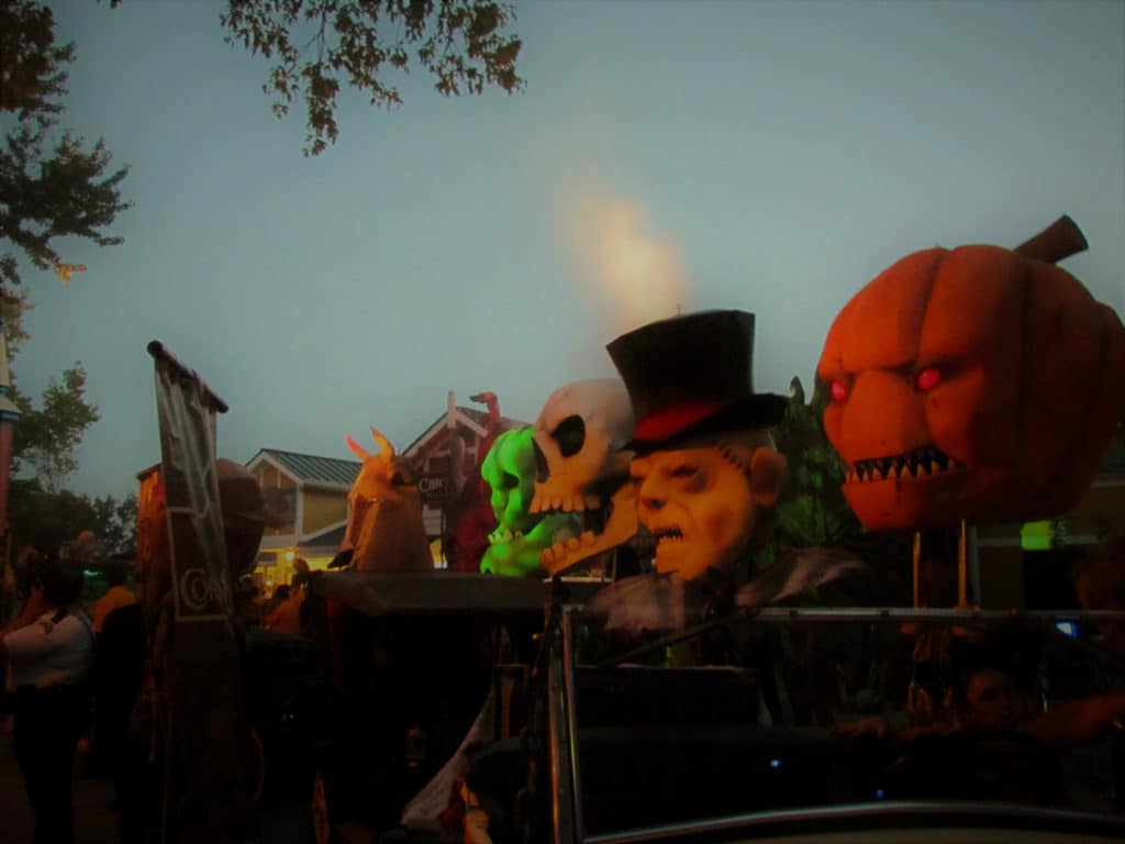 Iconic heads represent the various zones that can be found throughout Worlds of Fun during the Halloween Haunt.