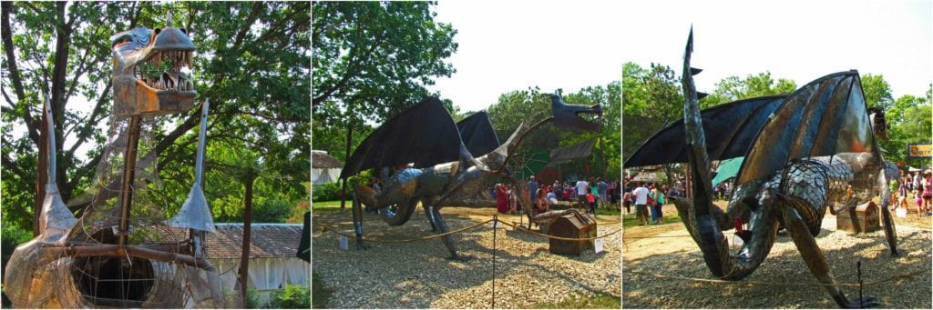 The artisan guild is in the process of assembling a dragon on the festival grounds.