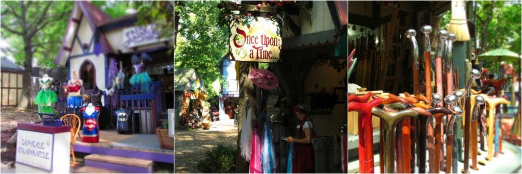 A variety of shops sell goods of all kinds to festival guests.