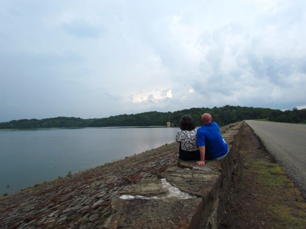 The authors enjoy watching a storm roll in at Wyandotte County Lake. 
