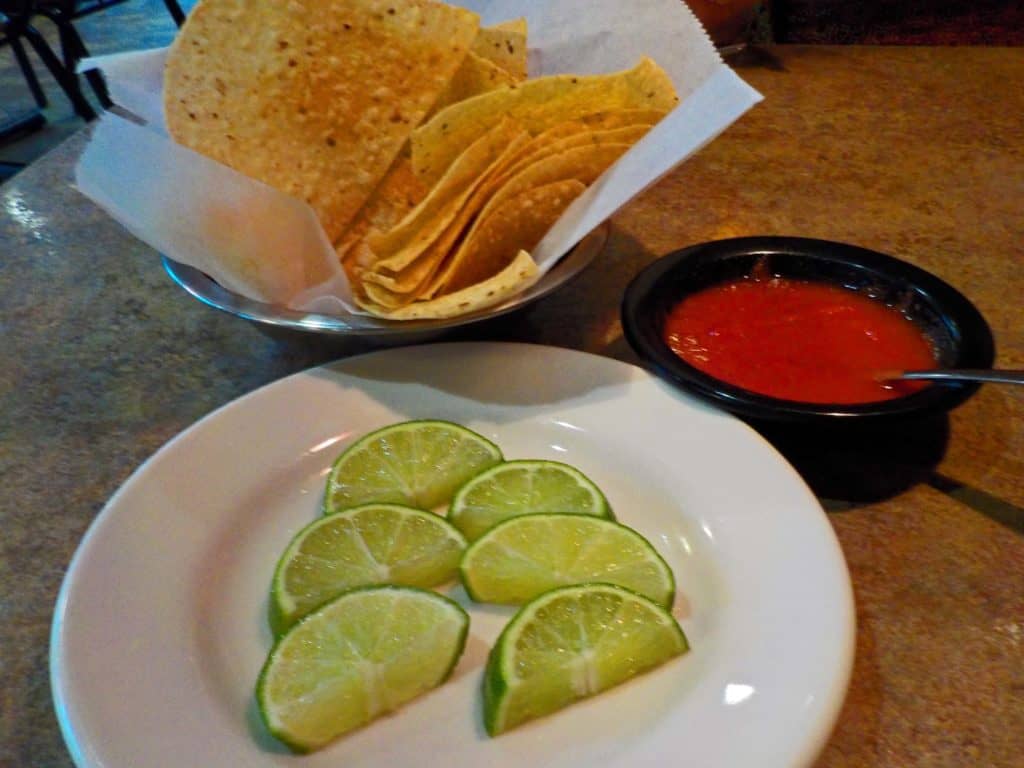 Crispy chips and salsa make a great snack while reviewing the menu.