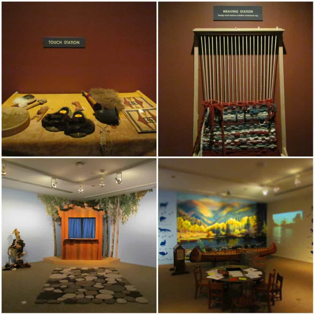 A four picture collage shows some of the all ages hands-on activities found at the Gilcrease Museum.