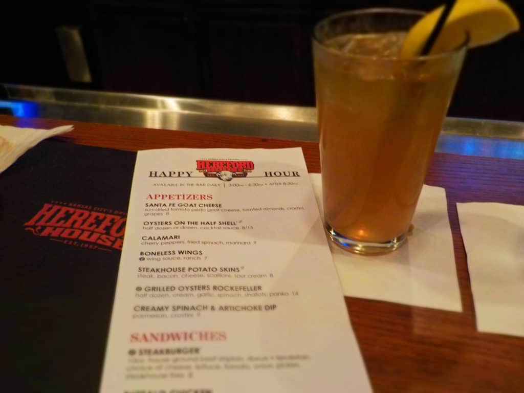 The Hereford House Happy Hour menu is simple, but packed with great deals.
