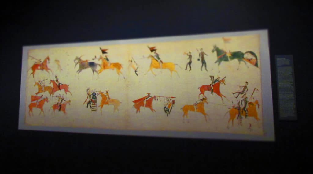 A native American pictograph shows a battle between tribes.