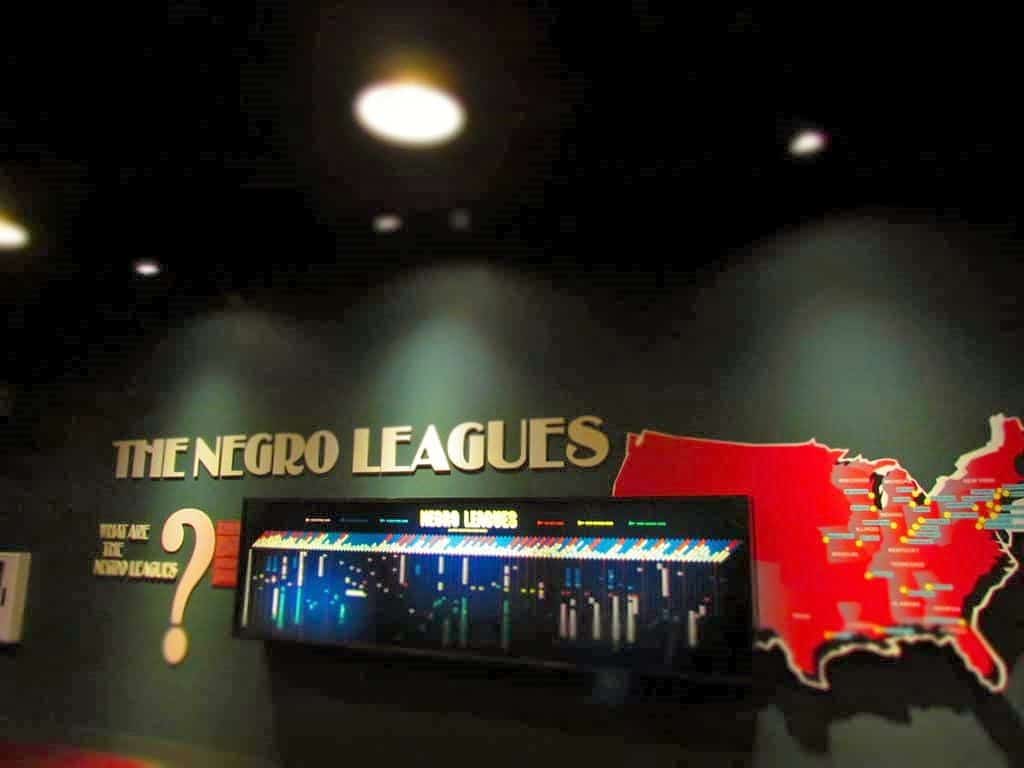 A display highlighting the various teams that made up the Negro leagues.