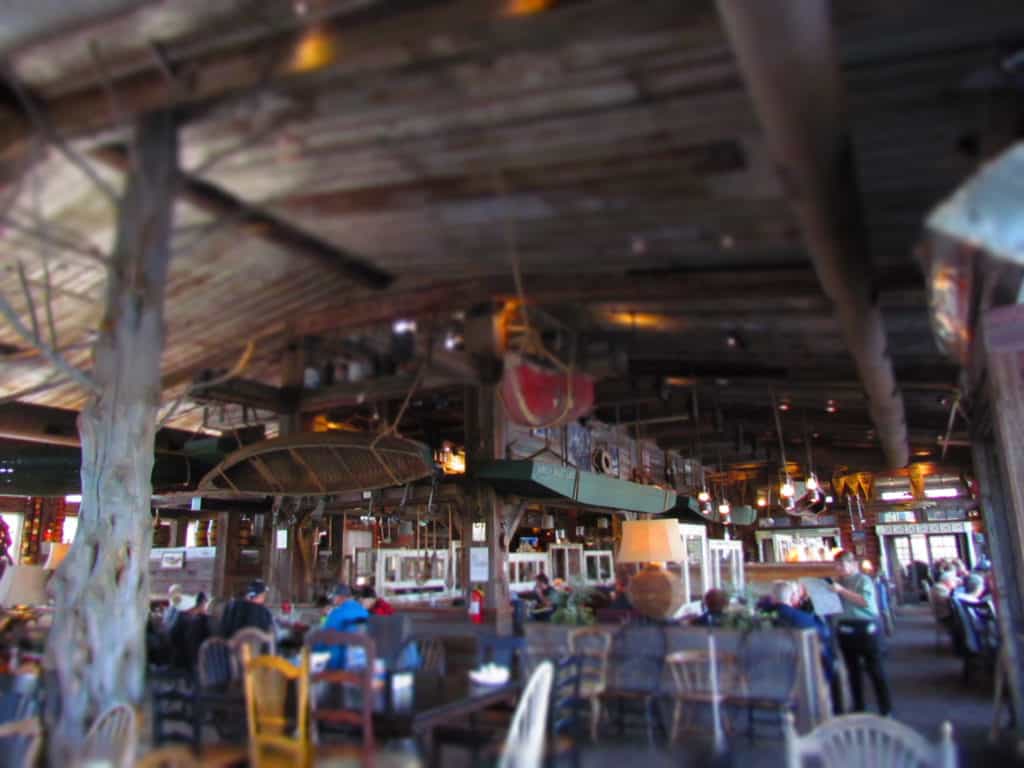 The interior of the White River Fish House is adorned with memorabilia familiar to fishermen.