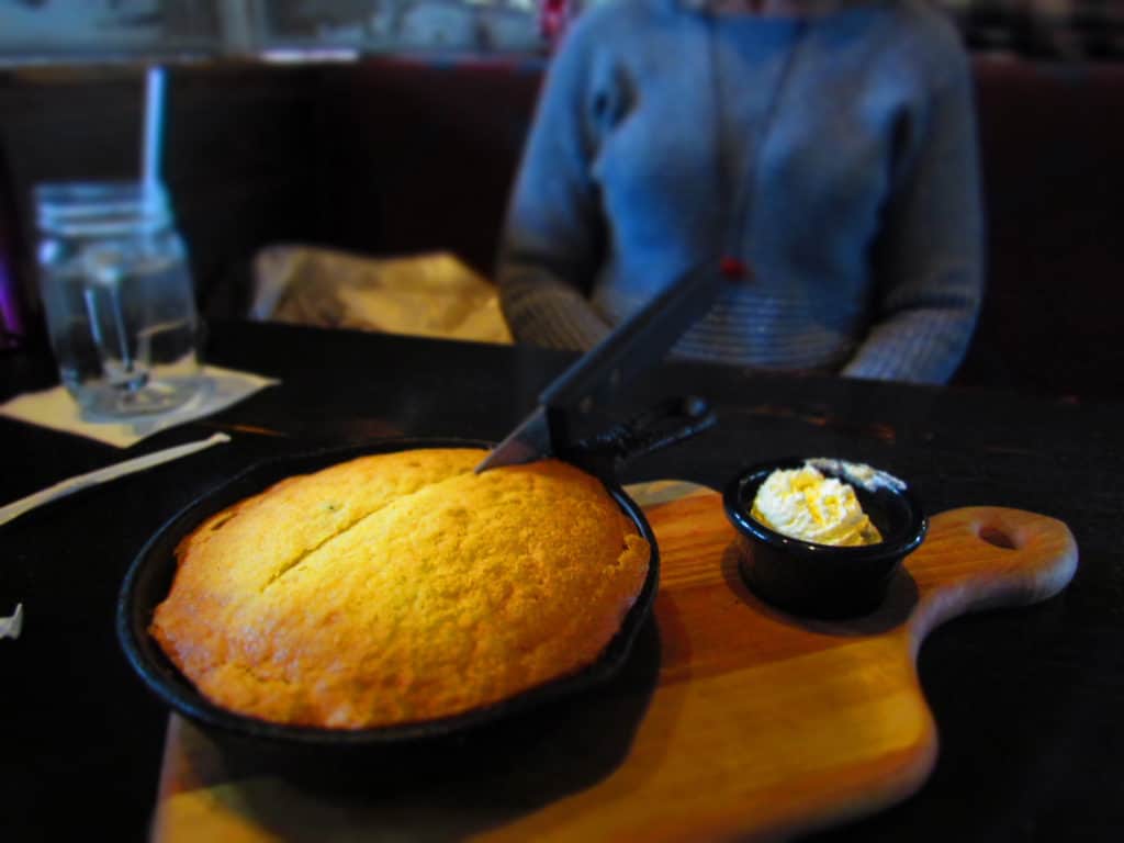 Our meal started with a pan of Jalapeno Cornbread served with house whipped butter.