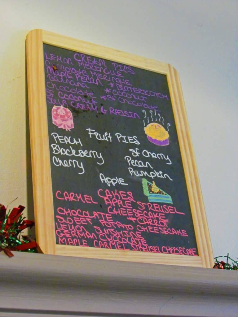 The dessert menu lists lots of sweet options.