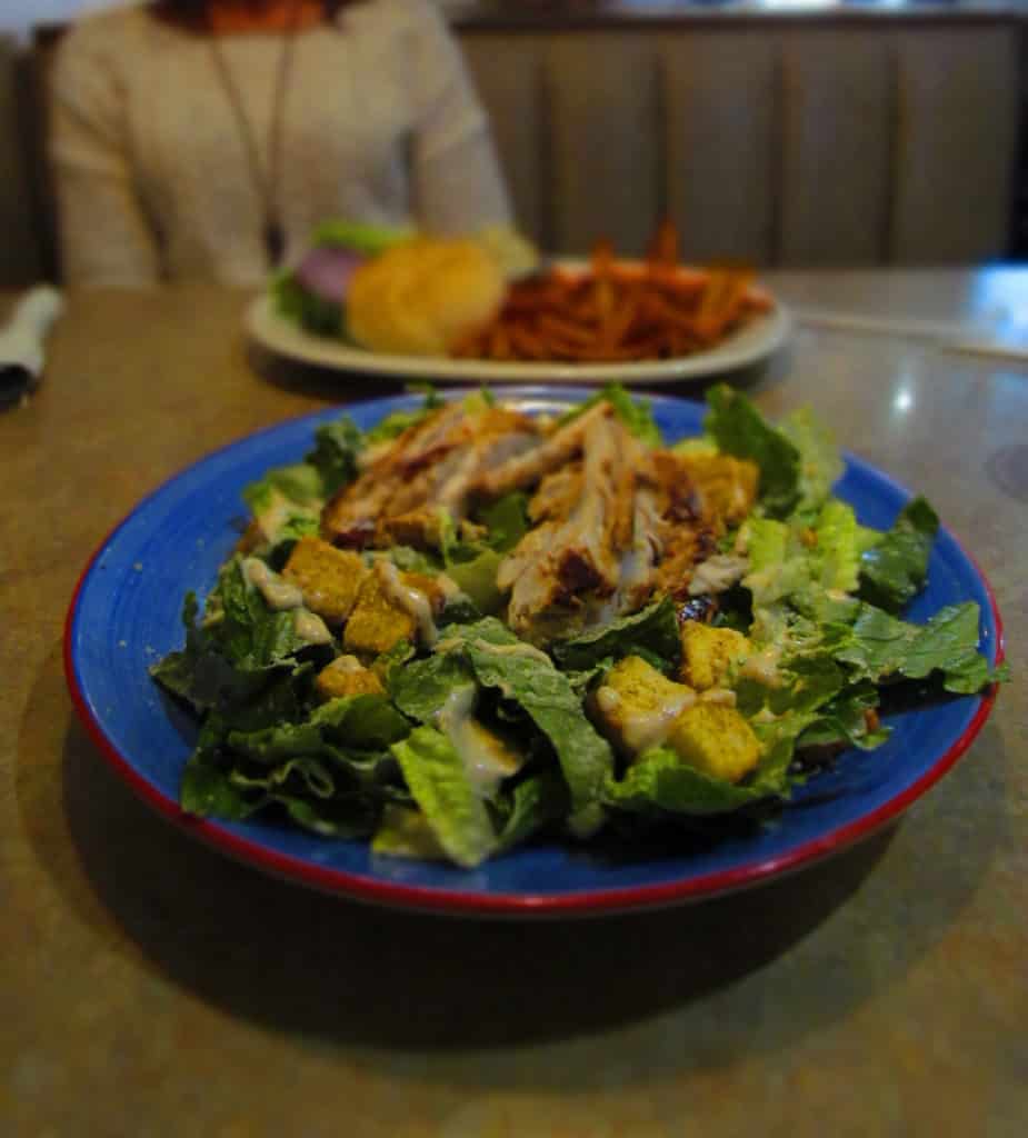 Grilled Chicken Caesar Salad is an oversized dinner dish.