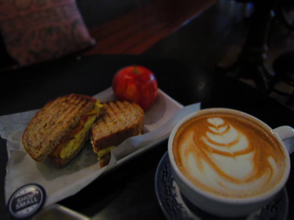 A Breakfast Bites sandwich is the perfect accompaniment for a hot cup of latte.