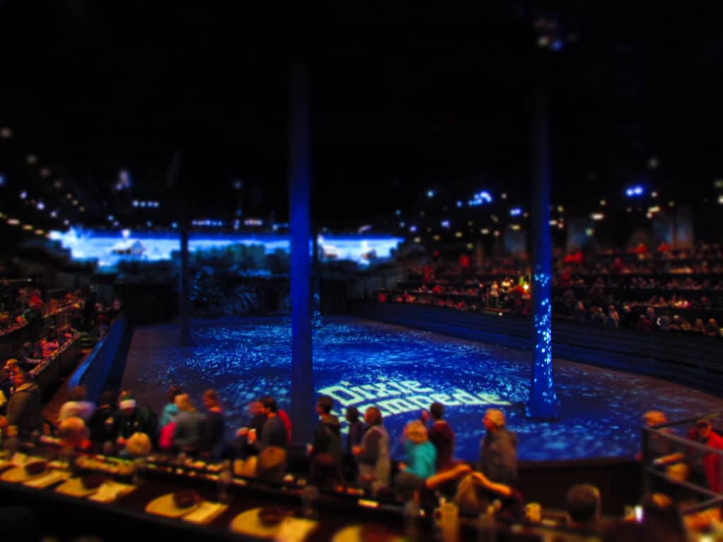 The audience finds their seats prior to the start of the Dixie Stampede evening show. 
