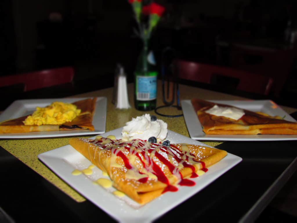 A trio of crepes makes a filling meal for three at Chez Elle.