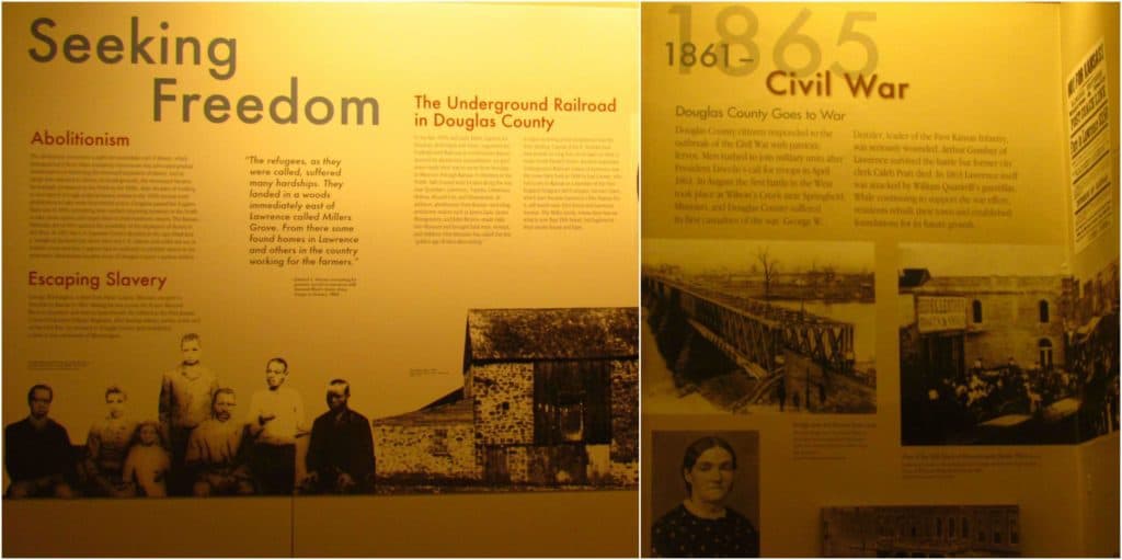 Displays at the Watkins Museum of History help showcase the social atmosphere that swirled near the Kansas and Missouri border during the years around the Civil War.
