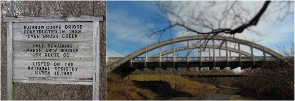 The last Marsh Bridge on Route 66 has been nicknamed the "Rainbow Bridge". 
