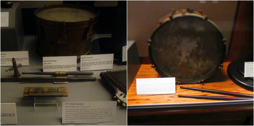 Drummer boys equipment is on display at the museum.