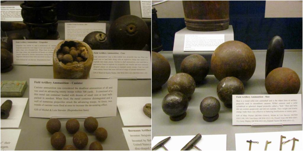 Artillery shells are part of the artifacts on display in the exhibits at the Missouri Civil War Museum. 