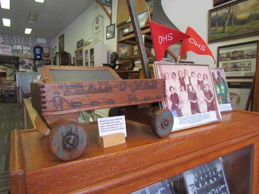 A welcoming display features items specific to Osawatomie past.