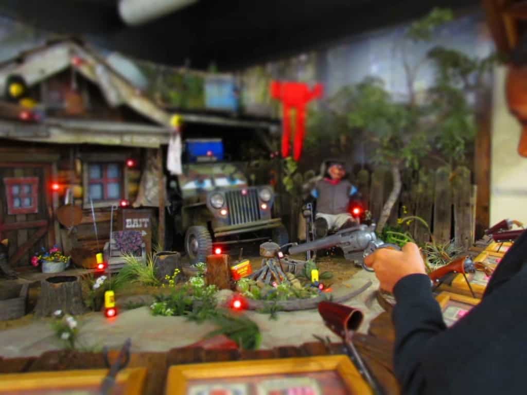 A shooting gallery offers a fun diversion from shopping.
