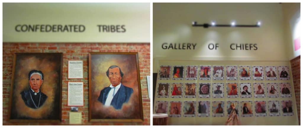 Many of the native tribes are acknowledged in a display of chiefs.