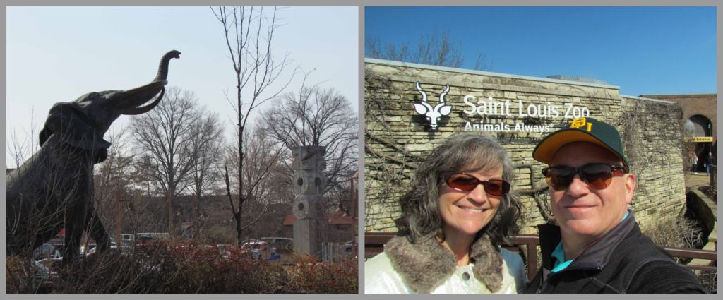 The authors pose for a selfie at the entrance to the St. Louis Zoo.