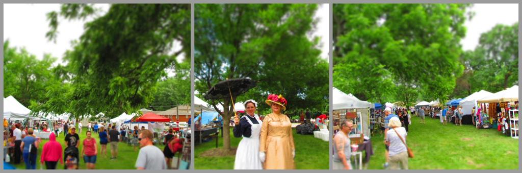 The grounds of the Vaile Mansion come alive during the Strawberry Festival , as many vendors sell their goods.