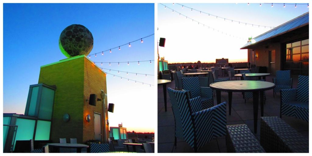 The rooftop bar offers an outdoor venue to gather for a drink and conversation.