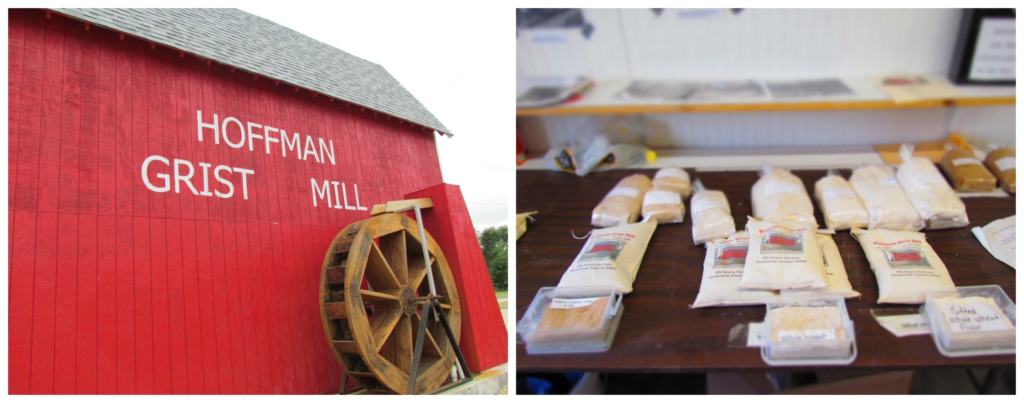 The Hoffman Grist Mill is a working flour mill where visitors can purchase products made on site. 