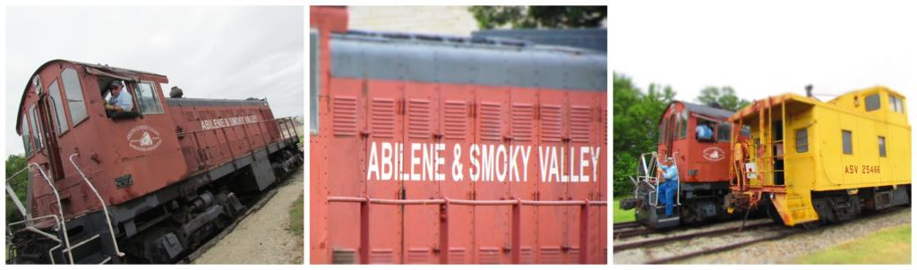 Pictures of the Abilene and Smoky Valley engine and caboose.