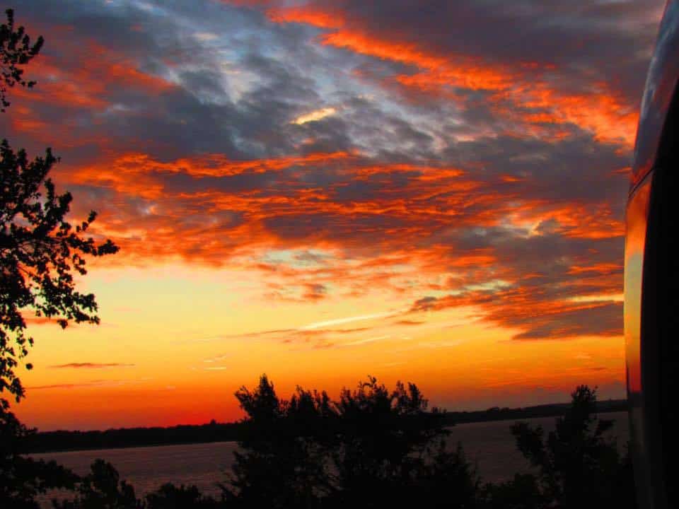A beautiful sunset over the lake near Council Grove, Kansas.