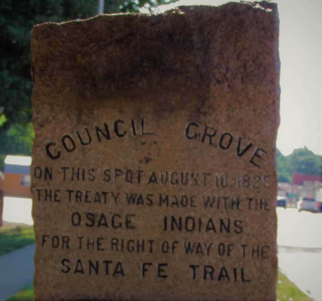 This stone commemorates the origin of Council Grove. 