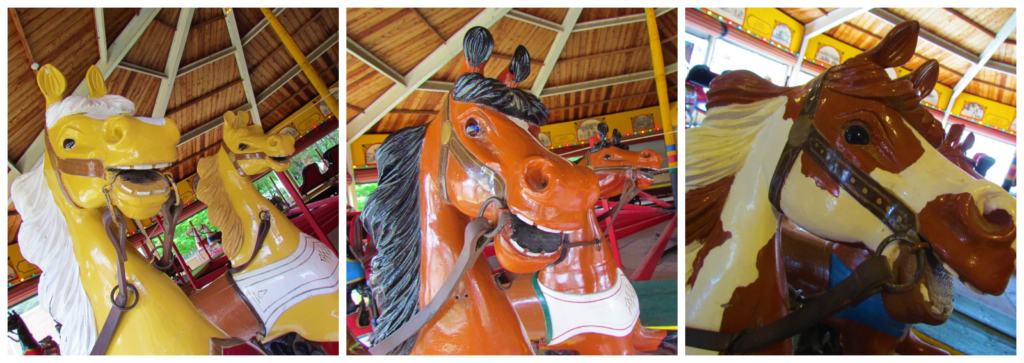 The happy faces of the horses on the C.W. Parker carousel invite visitors for a ride.