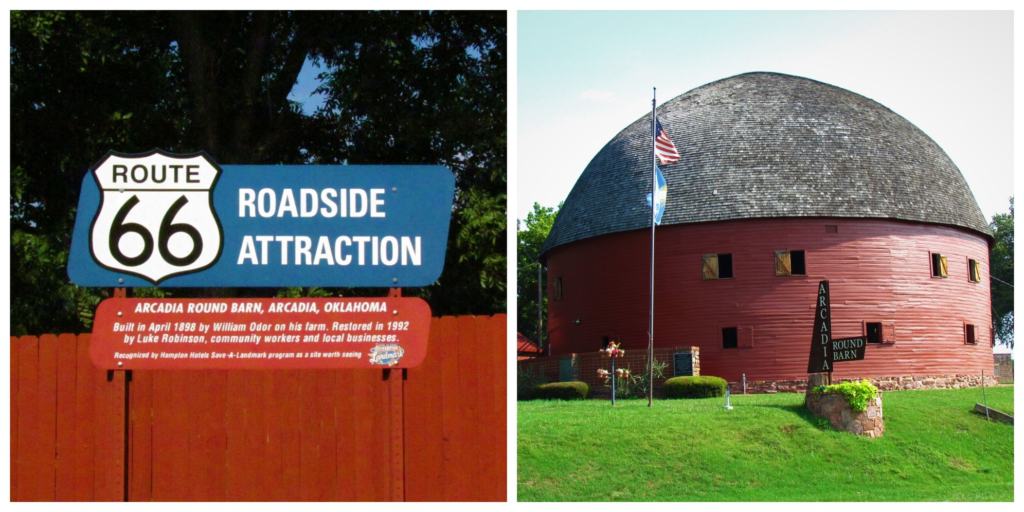 The round barn in Arcadia, Oklahoma is a longtime classic sight on Route 66.