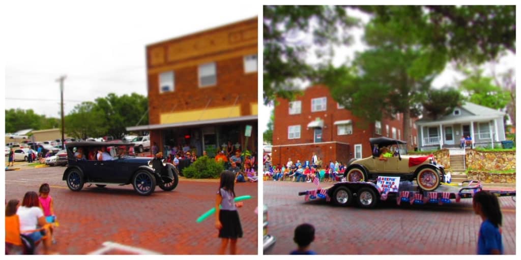 Antique cars are seen at the parade.