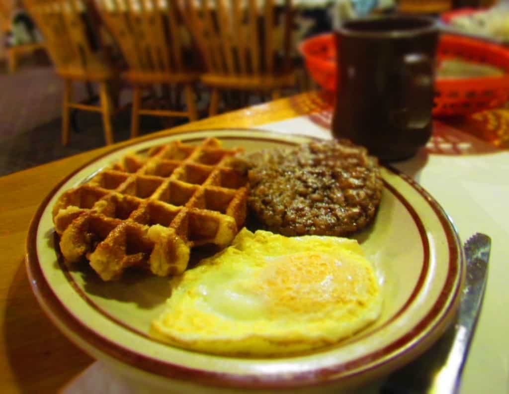 Waffles and eggs give plenty of energy for a day of exploring.