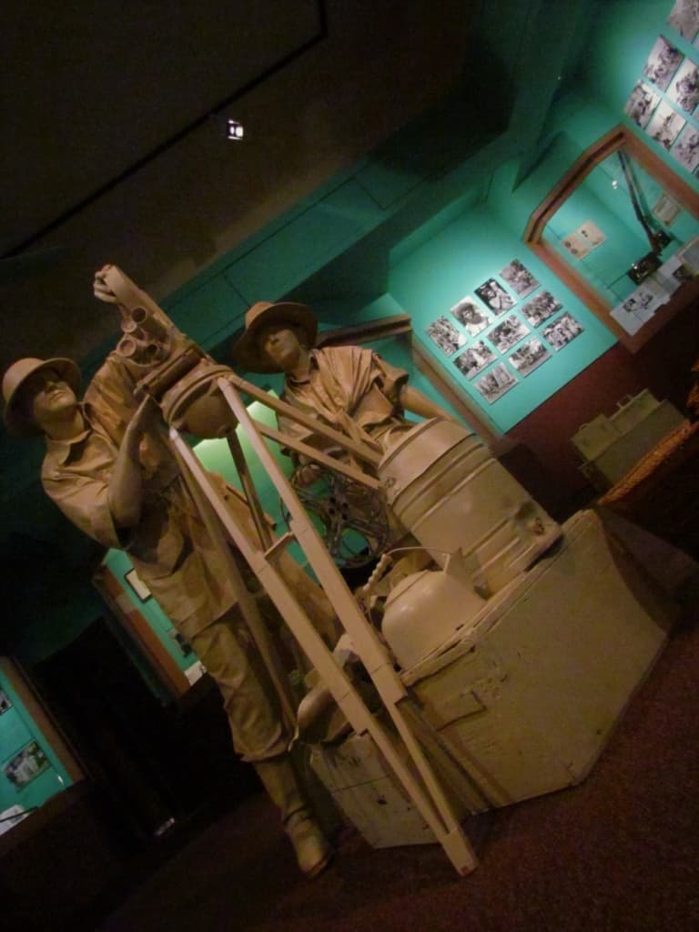 A sculpture of the famous exploring couple reminds visitors of the amount of materials they needed to accomplish their tasks. 