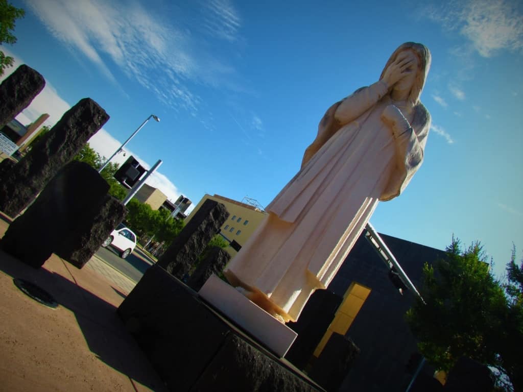 The "Jesus Wept" statue sits just outside the grounds of the Oklahoma City Memorial and Museum. 