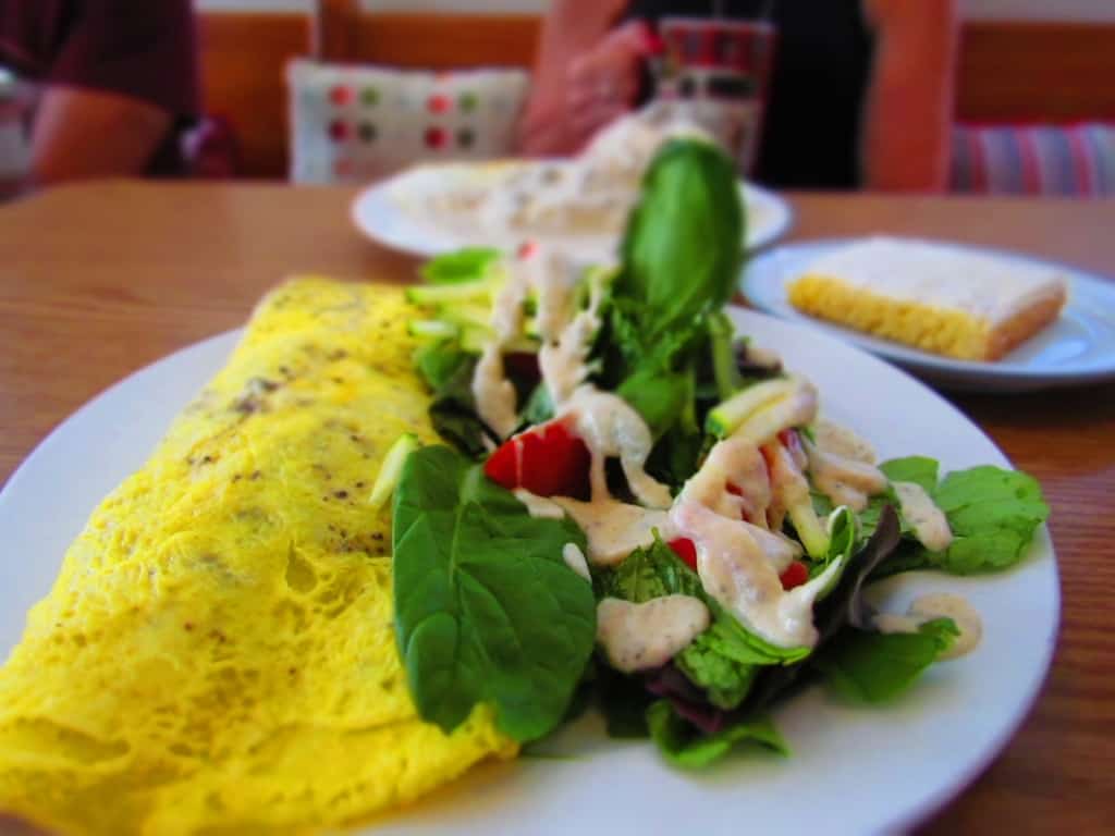 A Vegan Omelet is a healthy choice for a filling breakfast at The Root cafe.