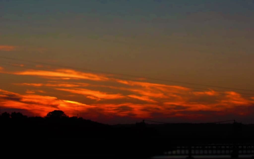 Sunset blazes with color in this picture from Little Rock.