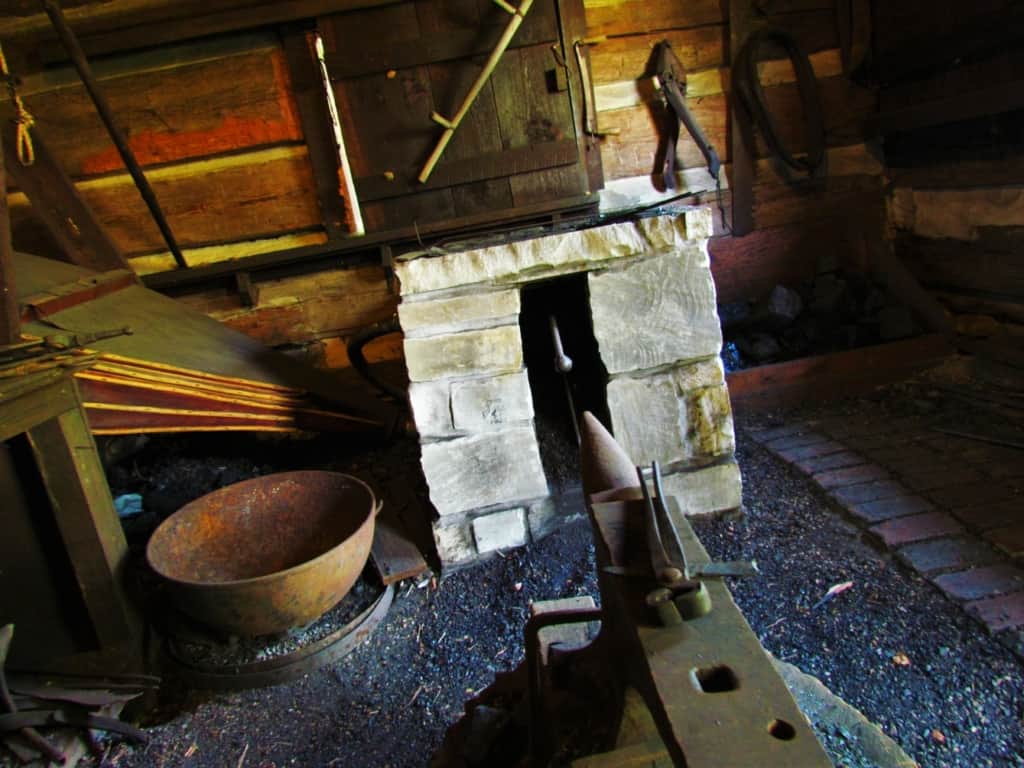 One of the cabins at James White's Fort included blacksmithing equipment.