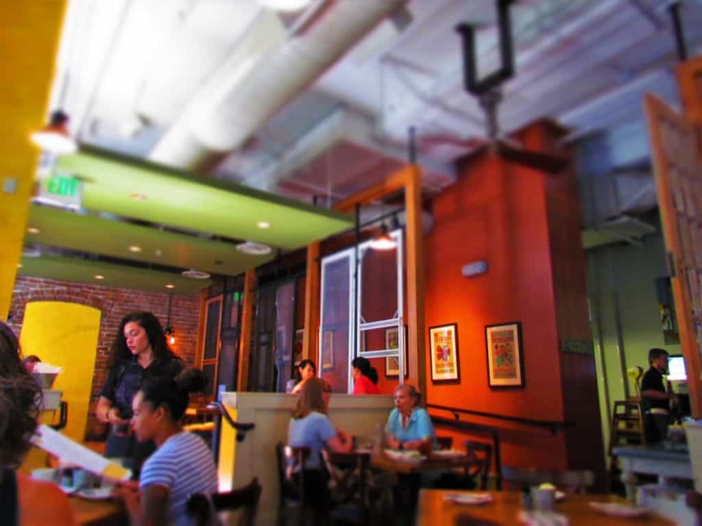 The interior of Tupelo Honey cafe is a relaxing atmosphere for southern style dining. 