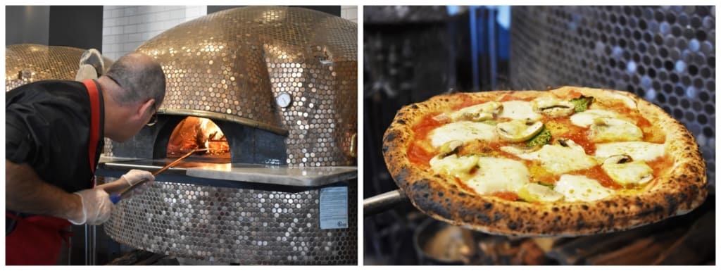Wood fired cooking makes the crust chewy with a slight char for additional flavor. 